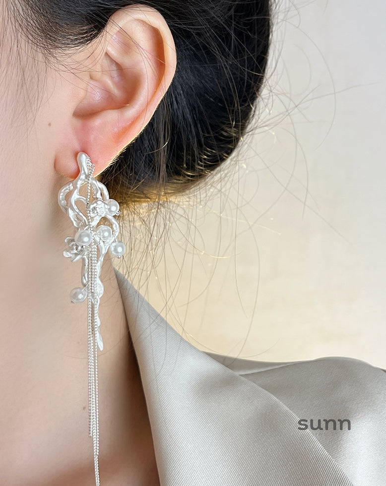 Lakshmi Pearl Tassel Earrings