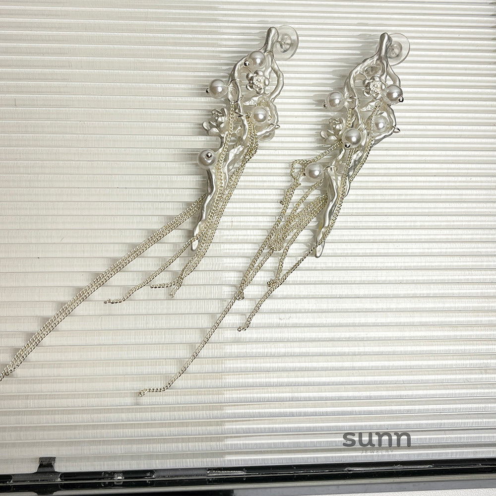 Lakshmi Pearl Tassel Earrings