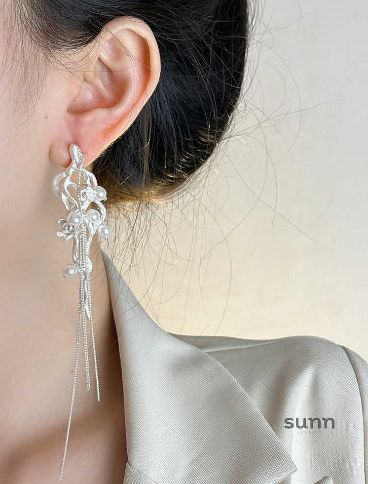 Lakshmi Pearl Tassel Earrings