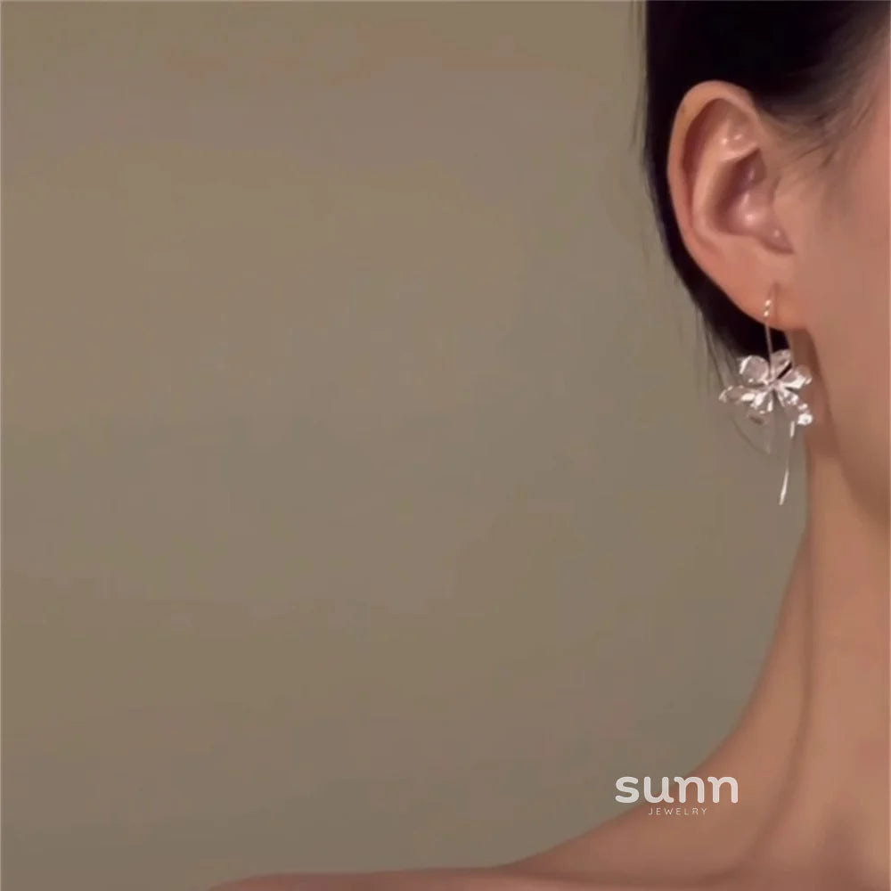 Lakshmi Silver Flower Stud Earrings