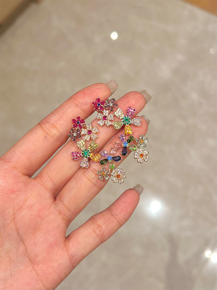 Lakynn Floral Gem Stud Earrings [PG5P809G]