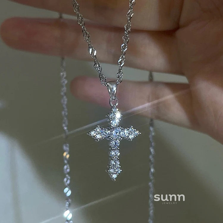 Landrie Sparkling Zirconia Cross Necklace