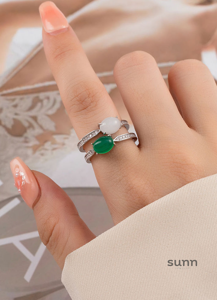 Laniya Emerald Double Band Ring [7XYSJH42]