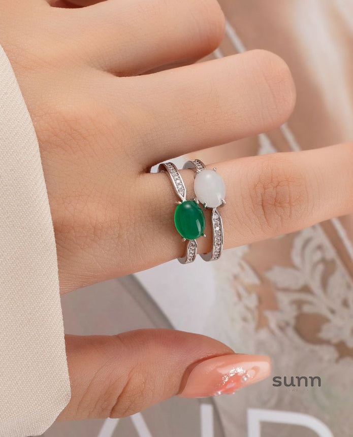 Laniya Emerald Double Band Ring [BWW1VIRZ]