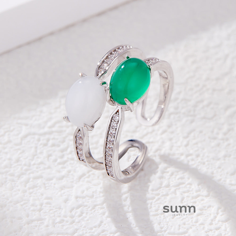 Laniya Emerald Double Band Ring [ZBXRRA04]
