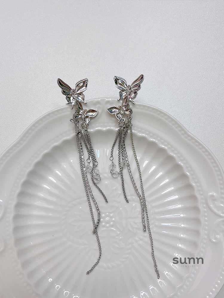Lara Rhinestone Butterfly Tassel Ear Cuff