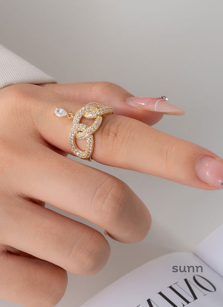 Laura Micro-Inlaid Wave Ring [GXOOZH2J]