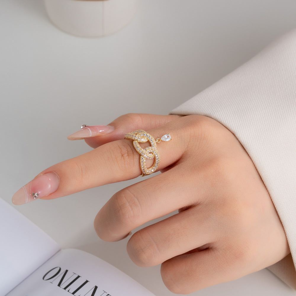 Laura Micro-Inlaid Wave Ring [2MEF382W]