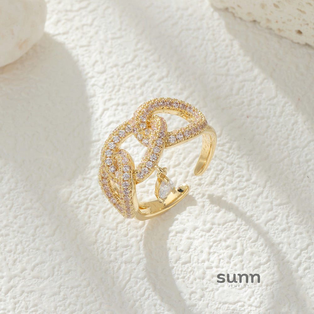 Laura Micro-Inlaid Wave Ring [BKU1IGML]
