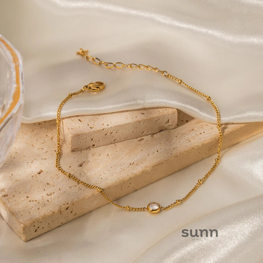 Lauren 16K Gold Zirconia Anklet