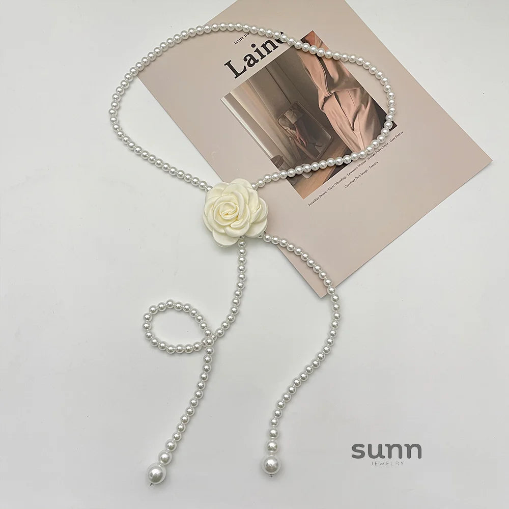 Lauryn Pearl Camellia Waist Chain