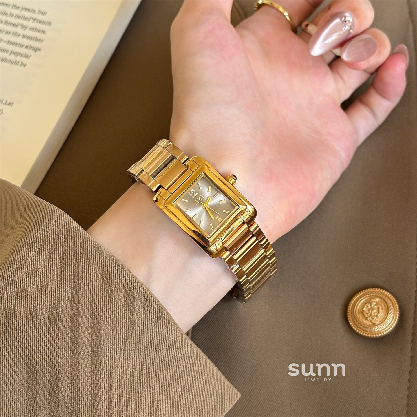 Lavender Square Steel Mesh Watch [1LD93R5X]