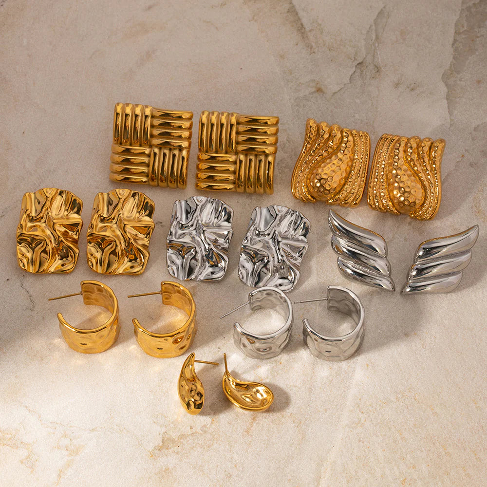 Lavinia Textured Square Earrings
