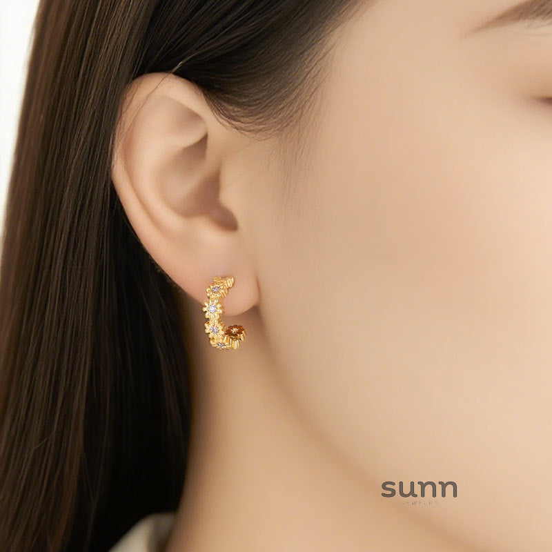 Lawson Daisy Zircon Earrings [Q71M1AGT]