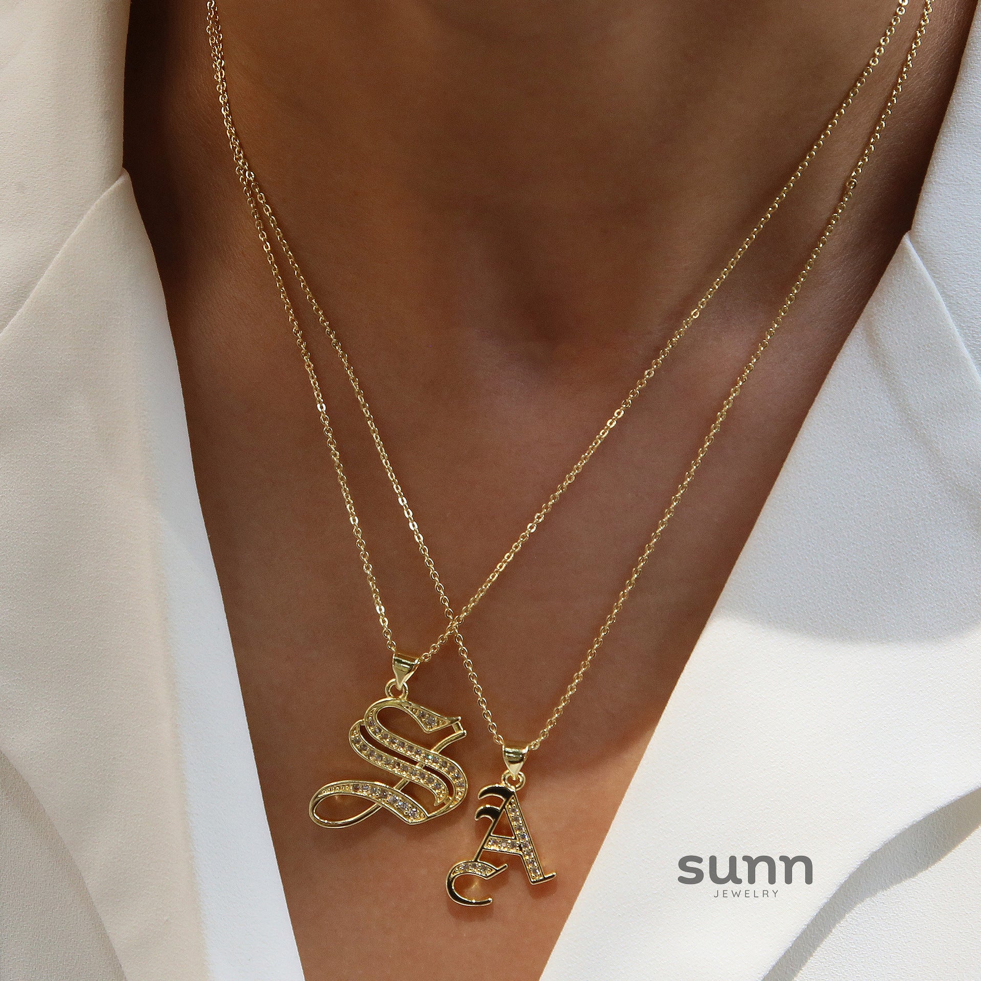 Lawson Old English Initial Necklace [98S4JNTR]