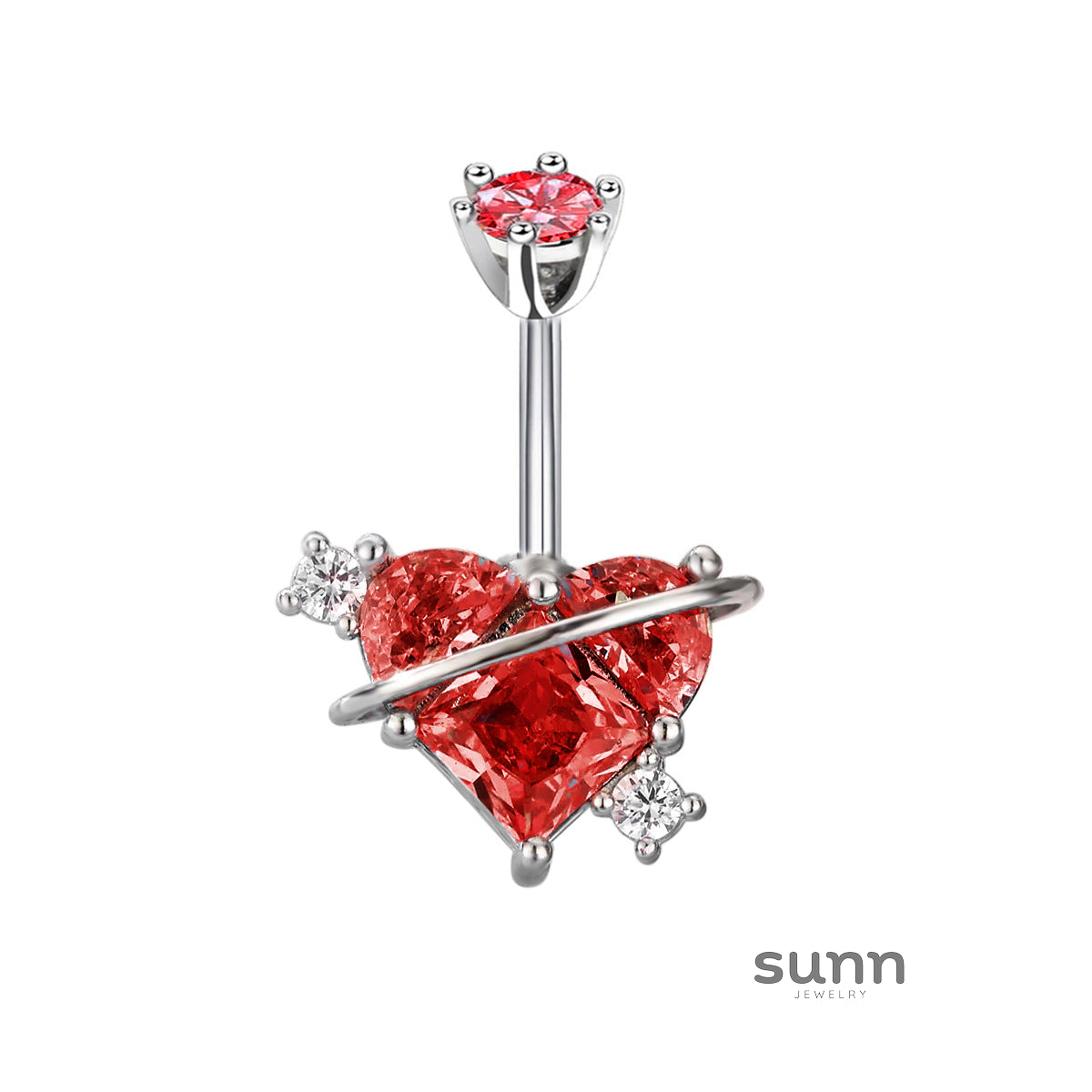 Layal Zircon Heart Navel Ring [26N3GEQ5]
