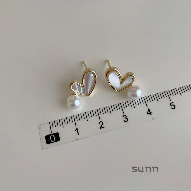 Laykin Pearl Heart Earrings