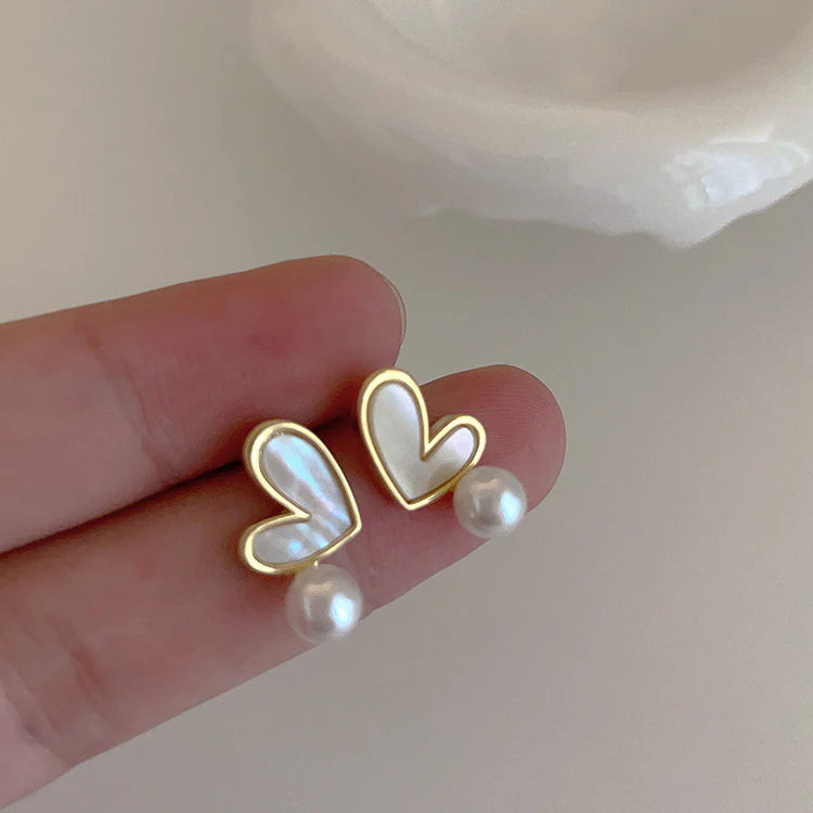 Laykin Pearl Heart Earrings