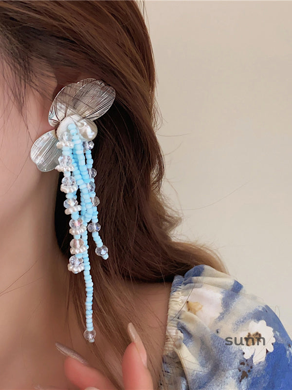Laylani Floral Beaded Drop Earrings [FV83LEB3]