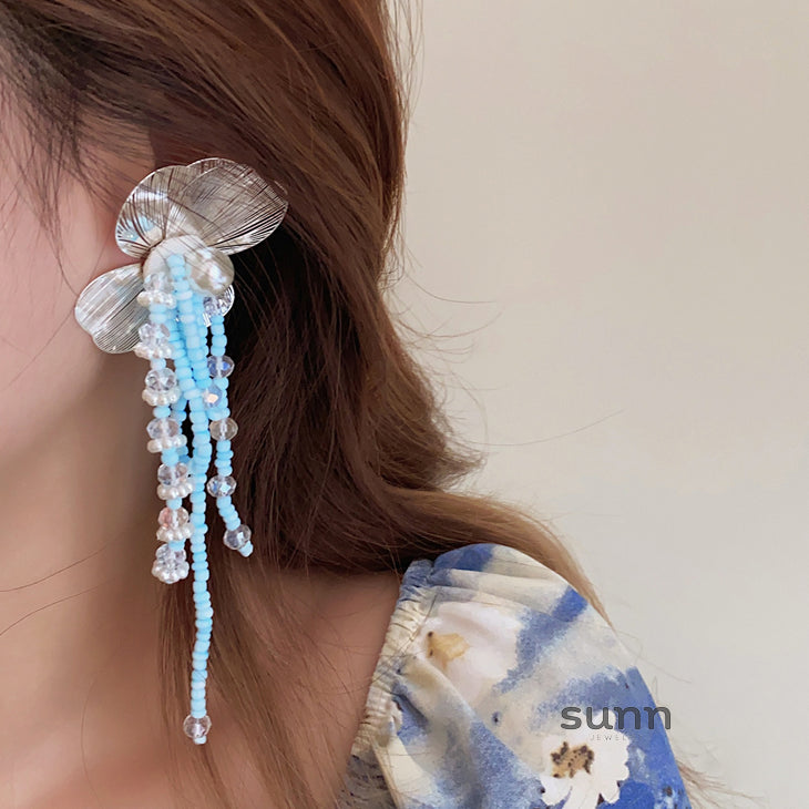 Laylani Floral Beaded Drop Earrings [1PR5YCQ7]