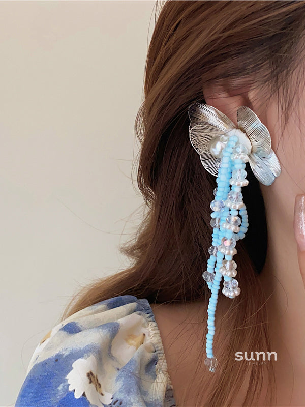 Laylani Floral Beaded Drop Earrings [F0GSOV9T]