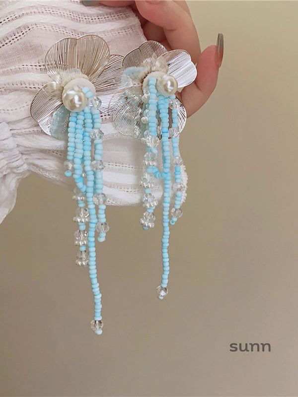 Laylani Floral Beaded Drop Earrings [J7LXJN65]