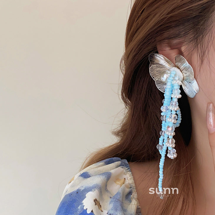 Laylani Floral Beaded Drop Earrings [YR1NZ5ZW]