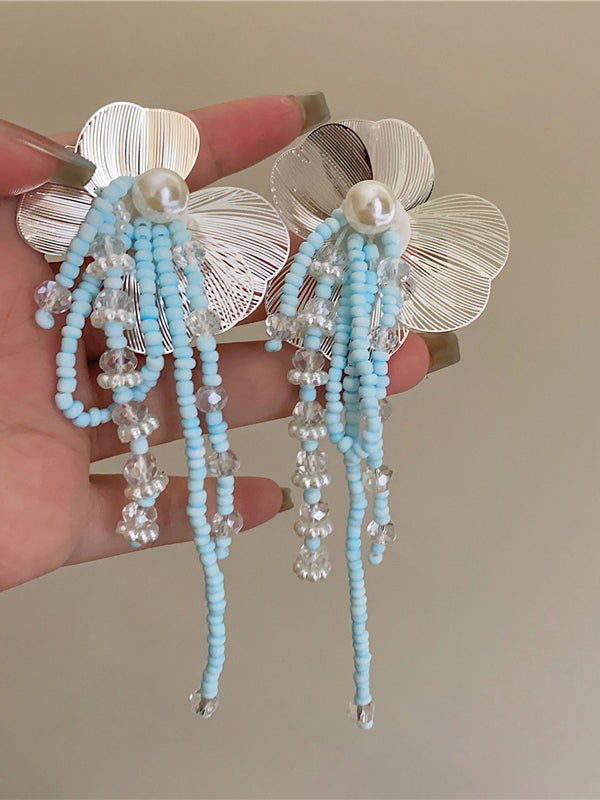 Laylani Floral Beaded Drop Earrings [F0GSOV9T]