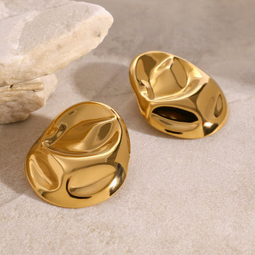 Lea Hammered Gold Hoop Earrings [W5OGKY54]