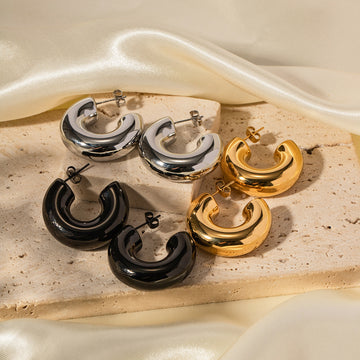 Leeanna Chunky Gold Hoop Earrings [9K6FH10E]