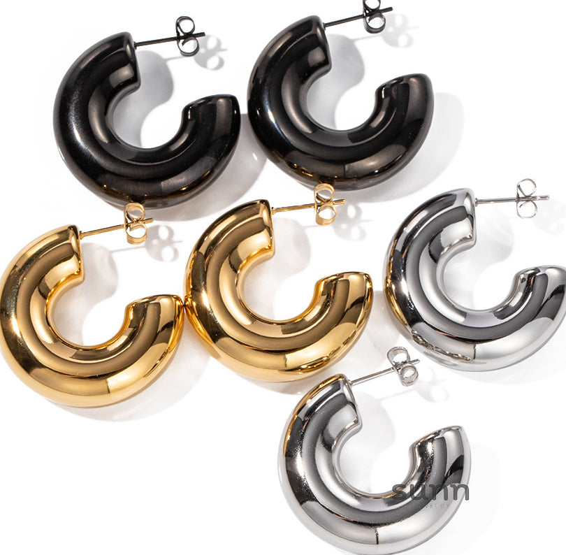 Leeanna Chunky Gold Hoop Earrings [HFWLHW1B]