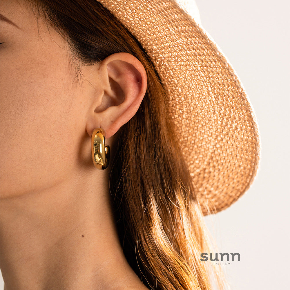 Leeanna Chunky Gold Hoop Earrings [1QXTQF3V]