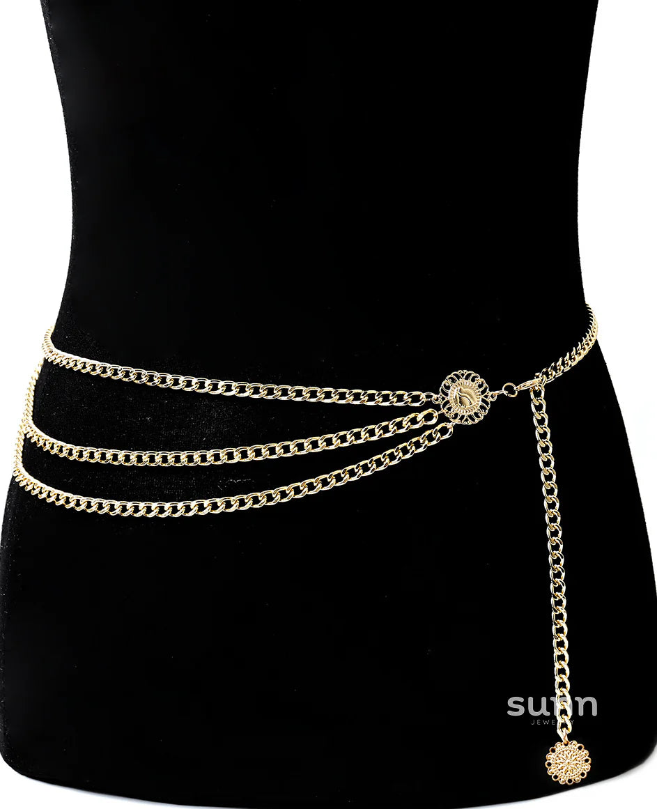 Leelah Multi-Layered Disc Waist Chain