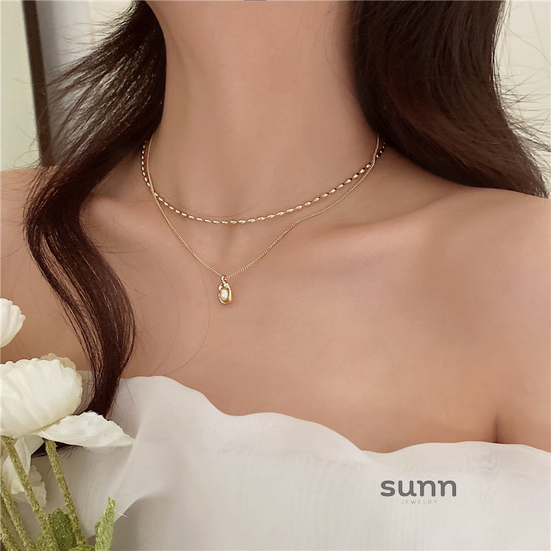 Leidy Stacked Pearl Necklace [29PBK94Y]