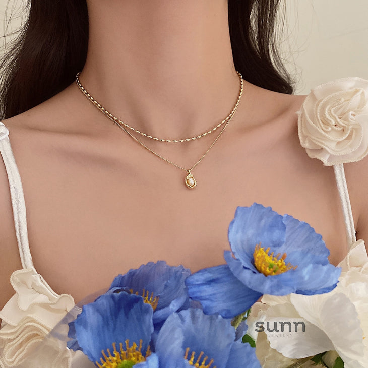 Leidy Stacked Pearl Necklace [Y6866AH7]