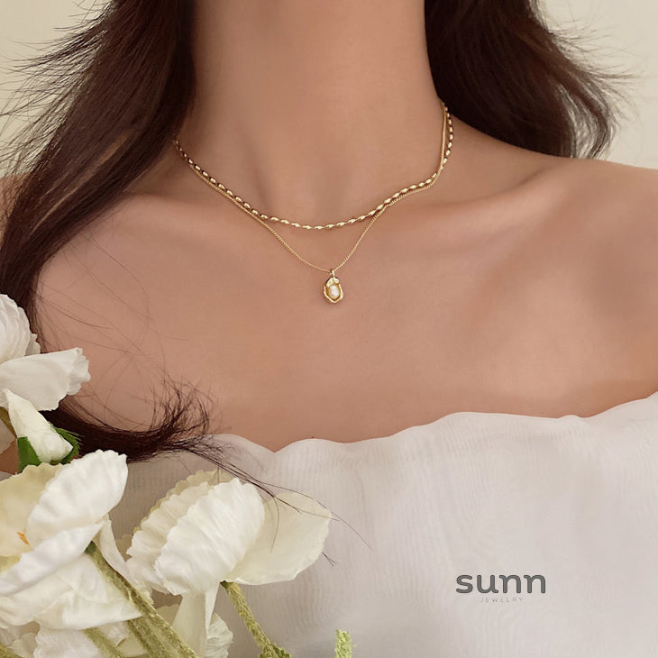 Leidy Stacked Pearl Necklace [S7VZDE3Z]