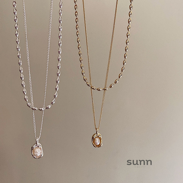 Leidy Stacked Pearl Necklace [NPQY479P]