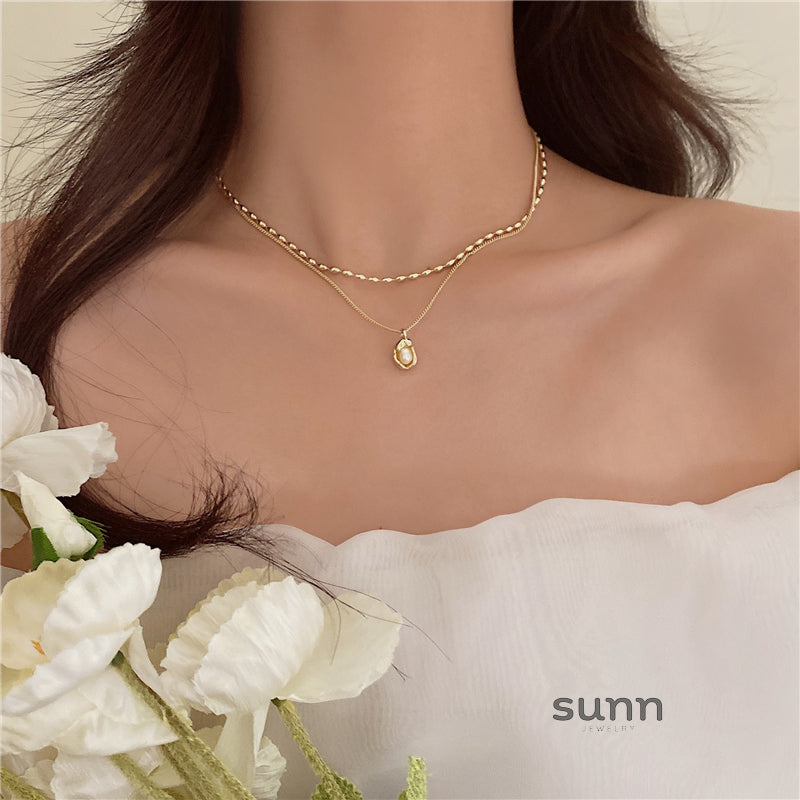 Leidy Stacked Pearl Necklace [8FPO1MBD]