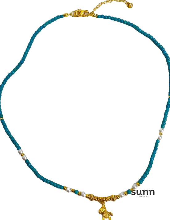Leighann Turquoise Pearl Pony Necklace [Y7ZJIL17]