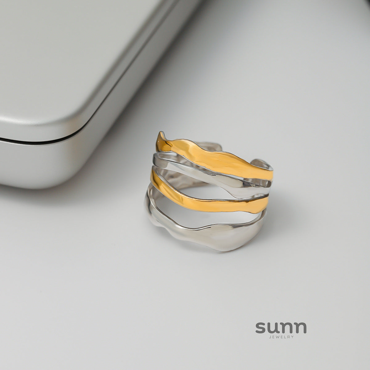 Leila Sculptural Steel Ring [4AFQ63R3]
