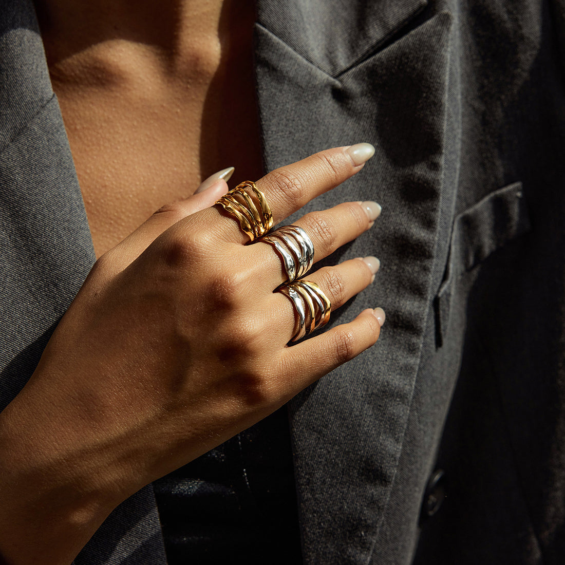 Leila Sculptural Steel Ring [N57DI7DN]