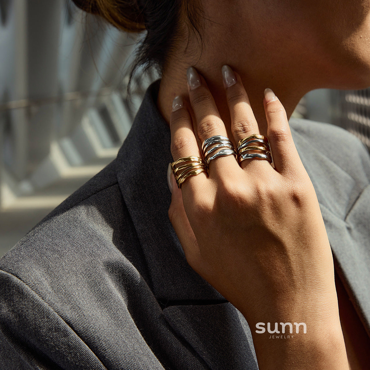 Leila Sculptural Steel Ring [EBQ2621Z]