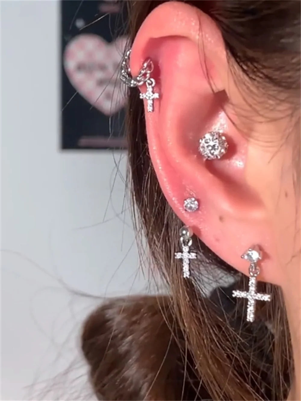 Leila Zircon Cross Studs