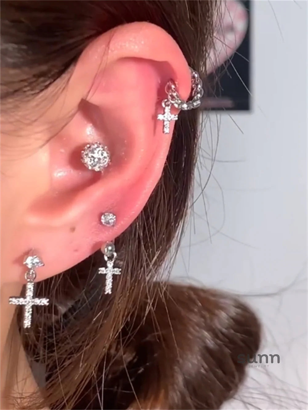 Leila Zircon Cross Studs