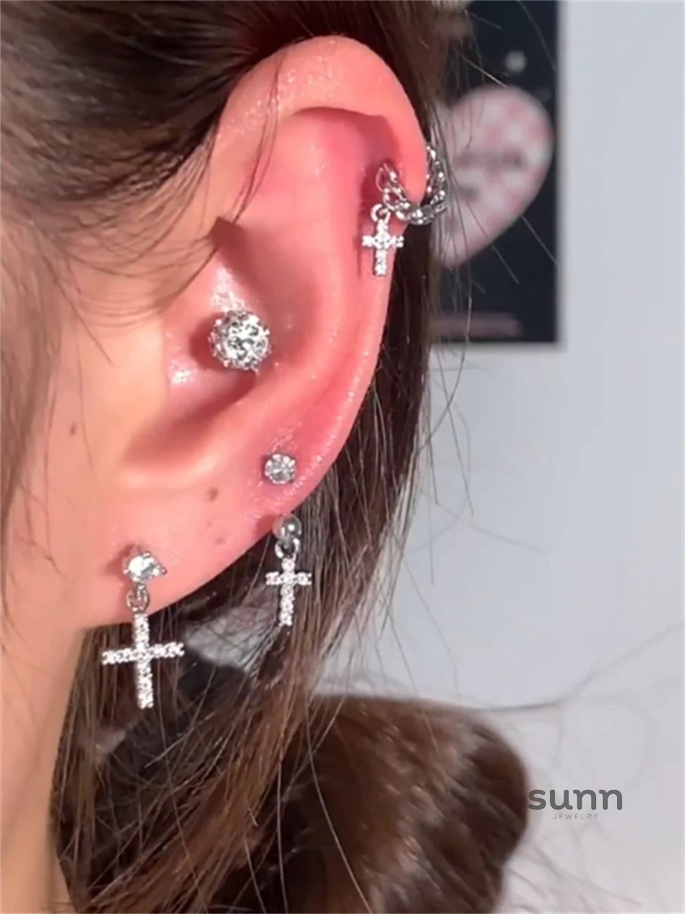 Leila Zircon Cross Studs