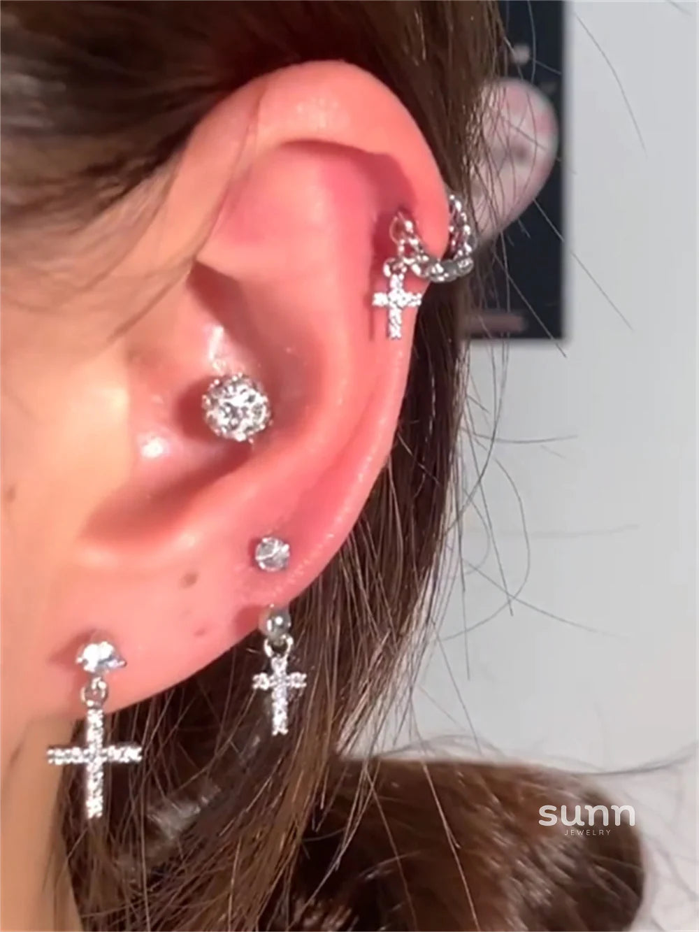 Leila Zircon Cross Studs