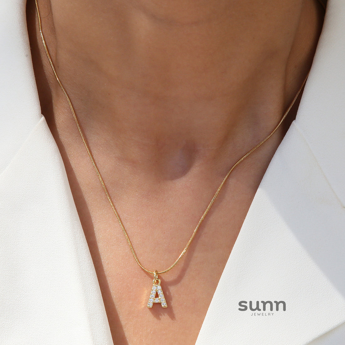 Leilah Zircon Initial Necklace [1MRZAWMV]