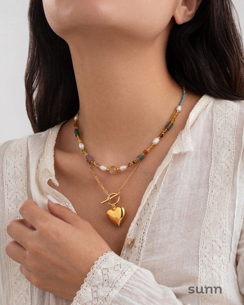 Leilany Layered Natural Stone Necklace [6FZ91LR6]