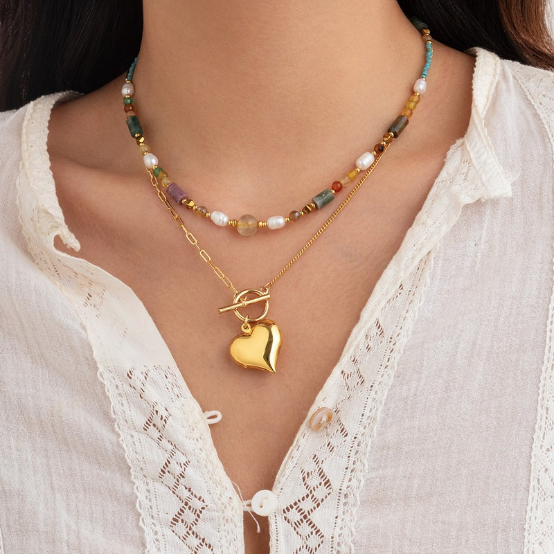Leilany Layered Natural Stone Necklace [TV9X5LCL]