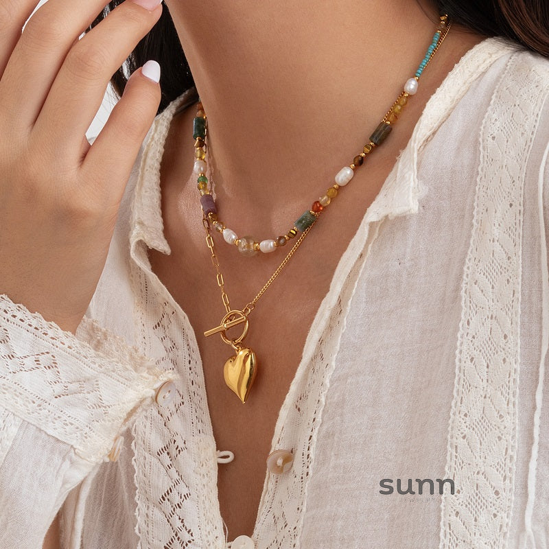 Leilany Layered Natural Stone Necklace [TV9X5LCL]